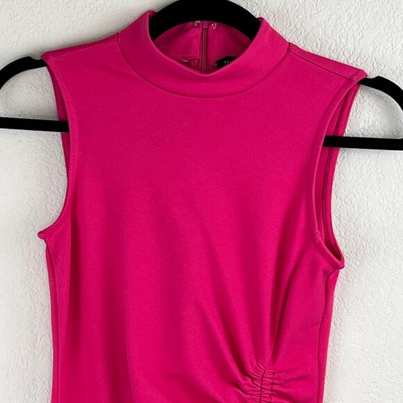 Halogen Cabernet Hot Pink Sleeveless Ruched Mock Neck Mini Dress Size XXS NWOT - Picture 6 of 12